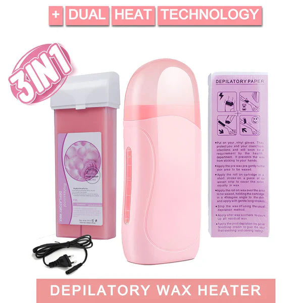3 In 1 Depilatory Wax Warmer Roller (No More Expensive Salon Visits)