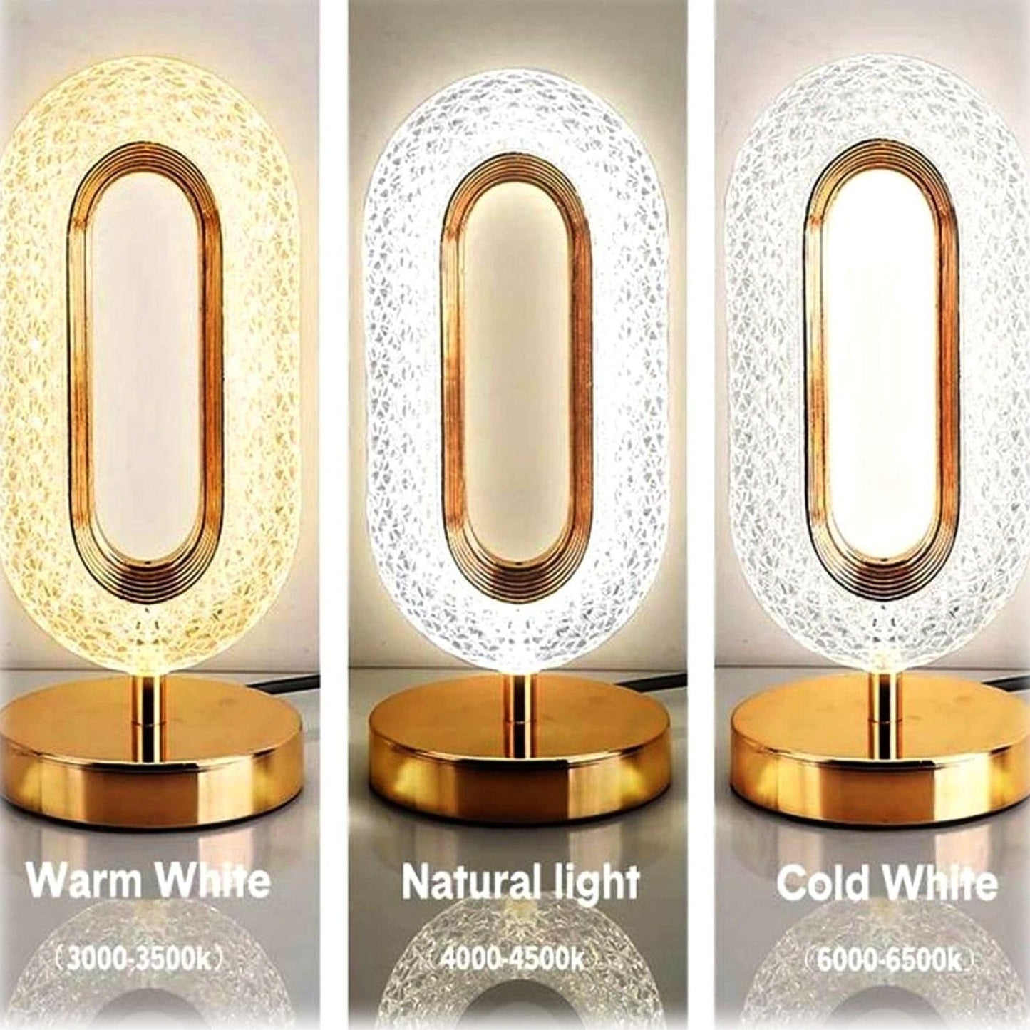 Modern Luxury Oval USB Rechargeable Crystal Table Lamp