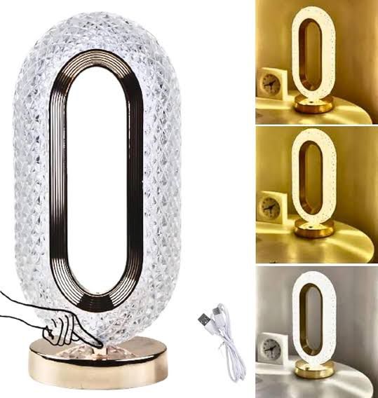 Modern Luxury Oval USB Rechargeable Crystal Table Lamp